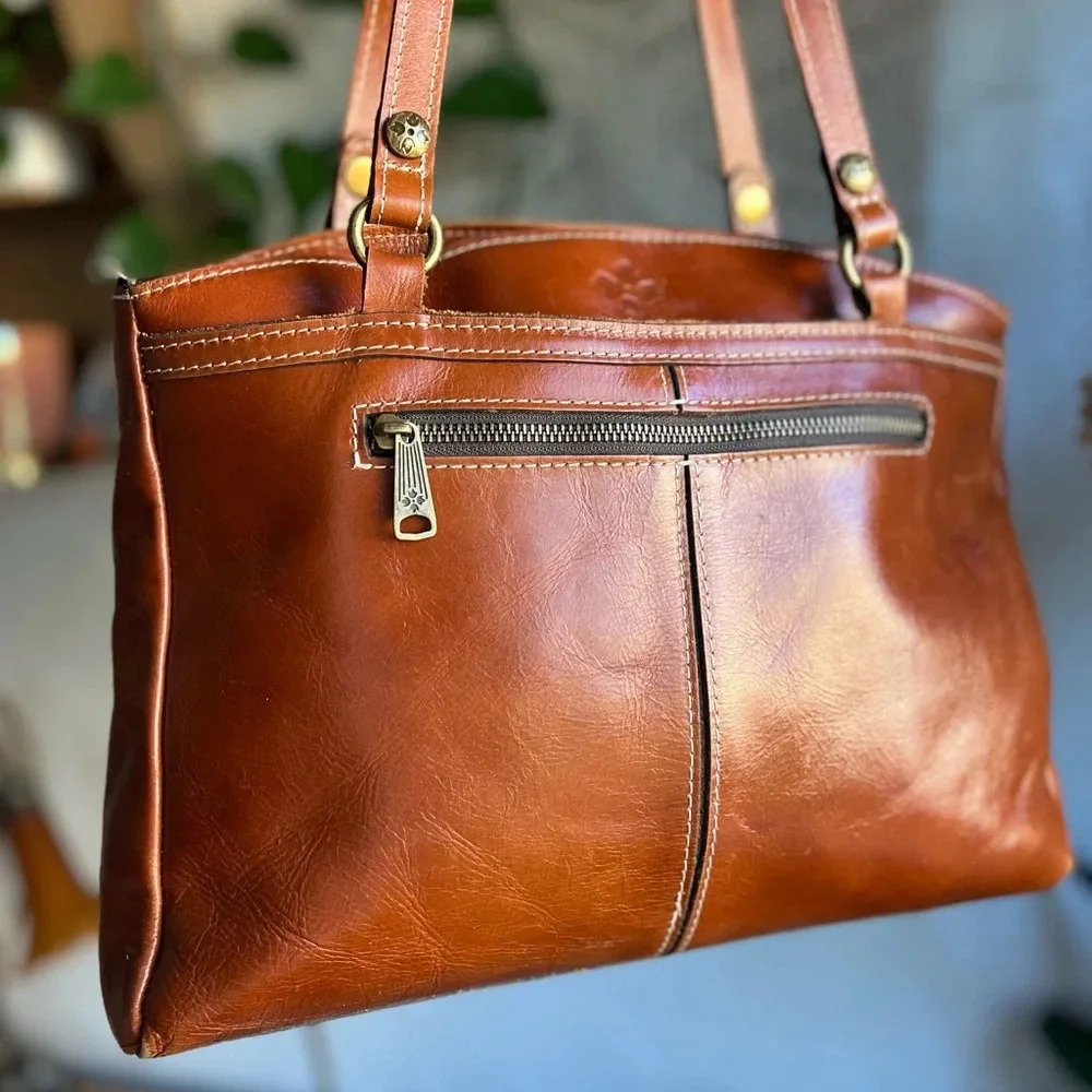 Patricia Nash Heritage Collection Tan Leather Poppy Tote Bag Shoulder Handbag - Picture 2 of 16